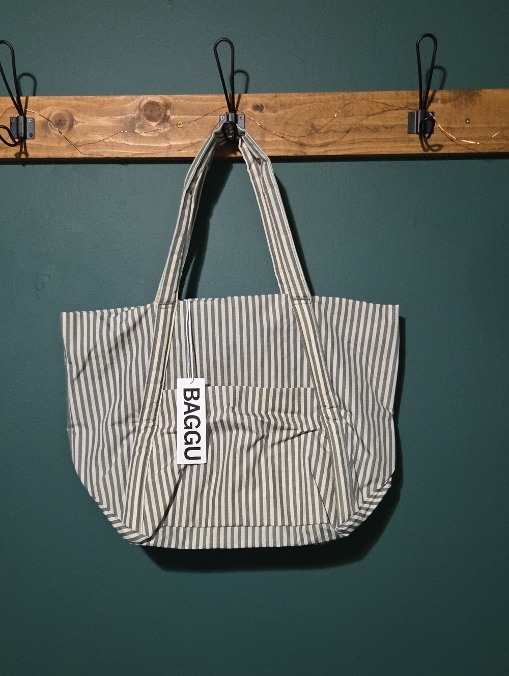 BAGGU Cloud Bag - Sage Stripe NWT